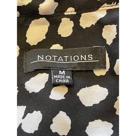 Notations Medium black white print mandarin collar button front pocket tunic v-n - Picture 8 of 9